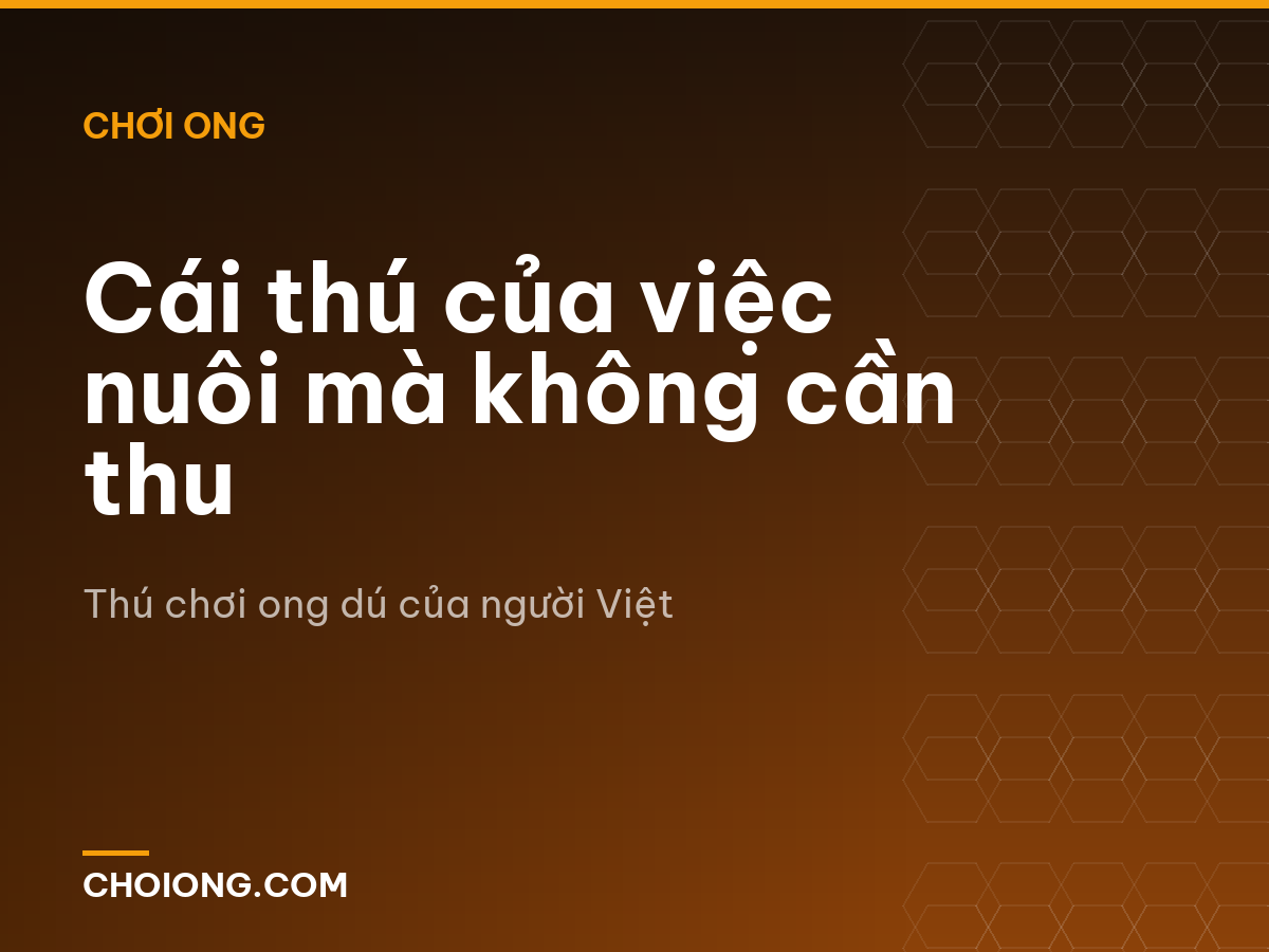 Cái thú của việc nuôi mà không cần thu